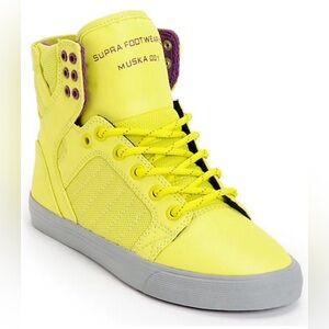Supra Yellow and Purple High-Top Sneakers